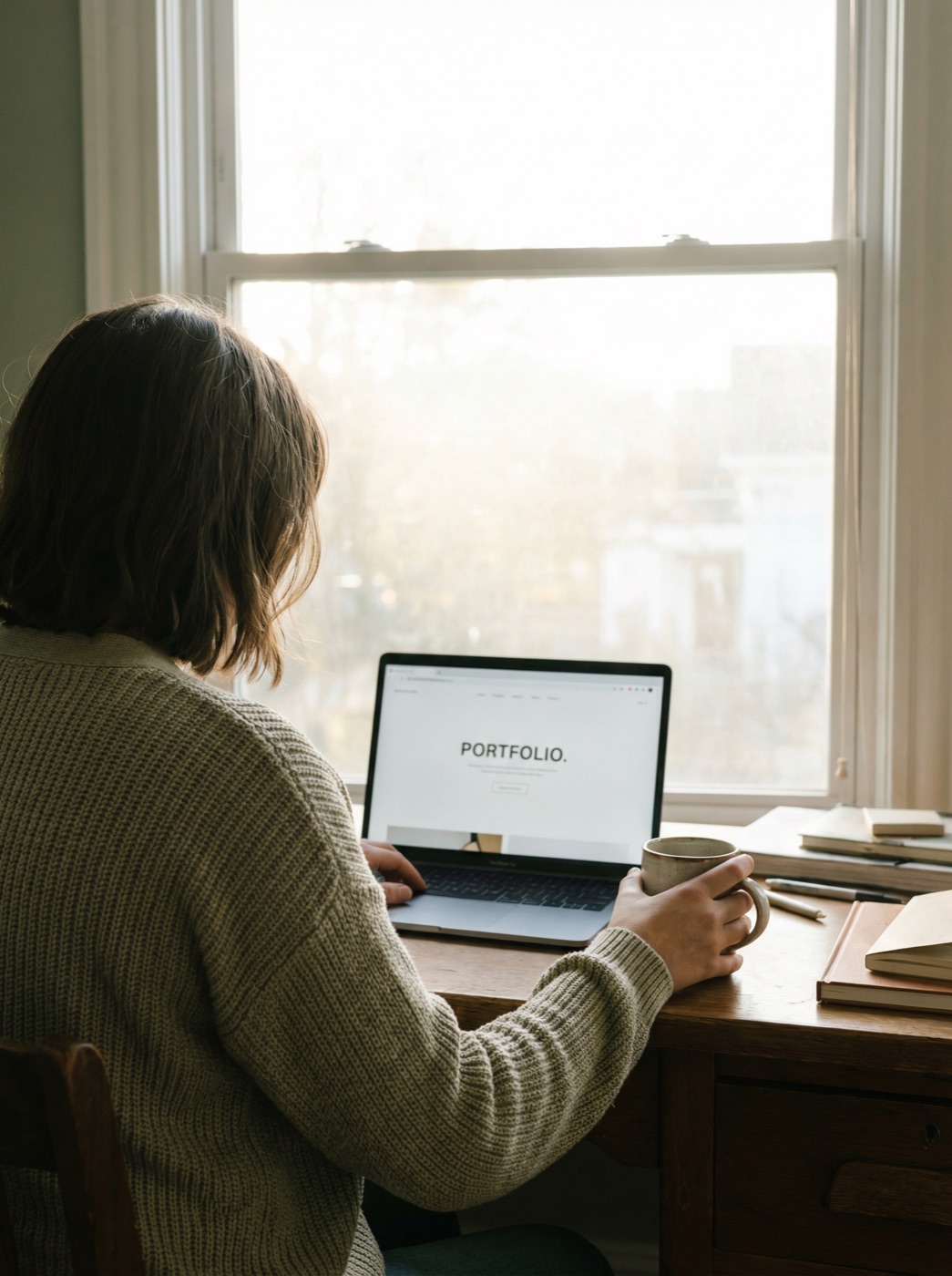 Person sucht am Laptop nach einem lokalen Dienstleister